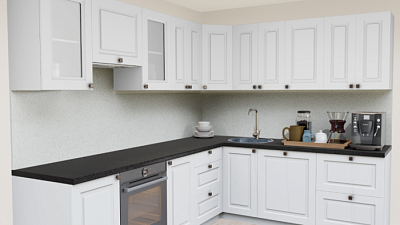 Кухня на заказ Белый софт прямоугольник